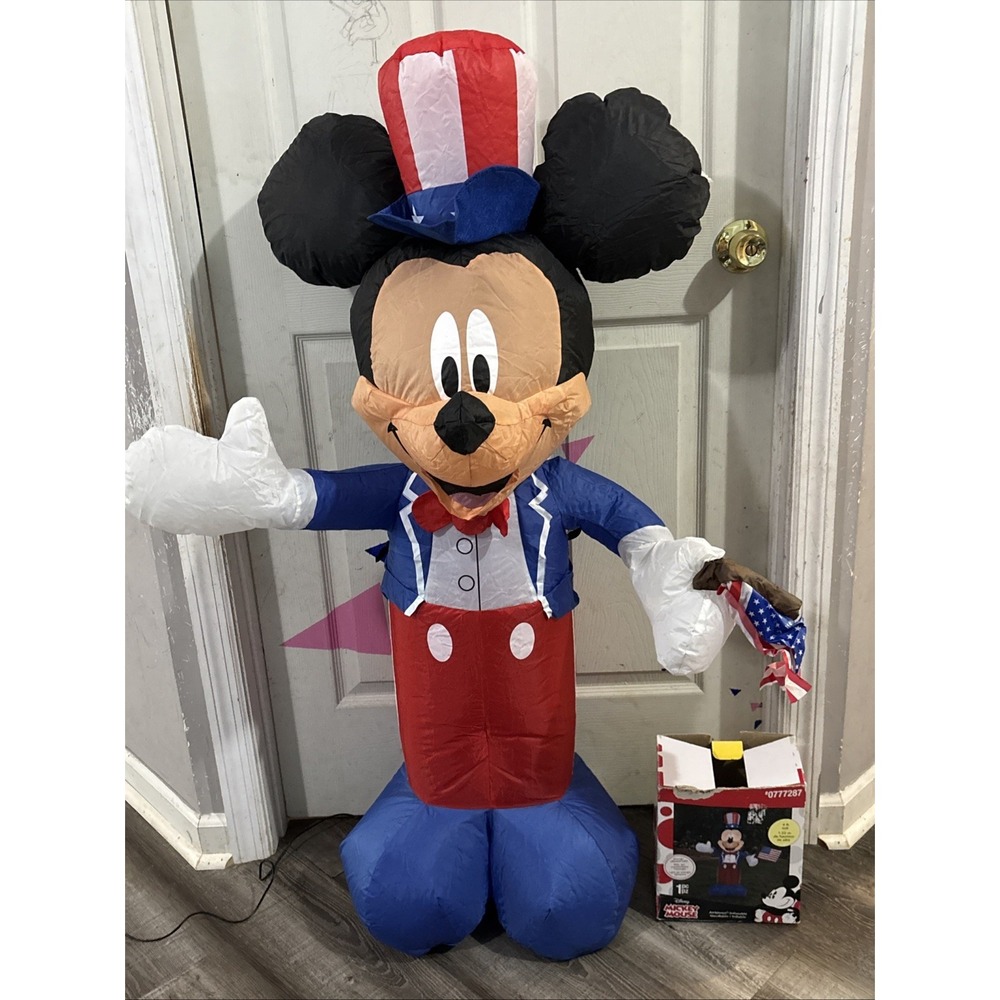 Disney Mickey Mouse 4 Ft July 4th Airblown Inflatable LED Patriotic 0777287
